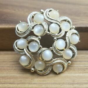 Ornate Translucent Pearly Bubbly Goldy Brooch
